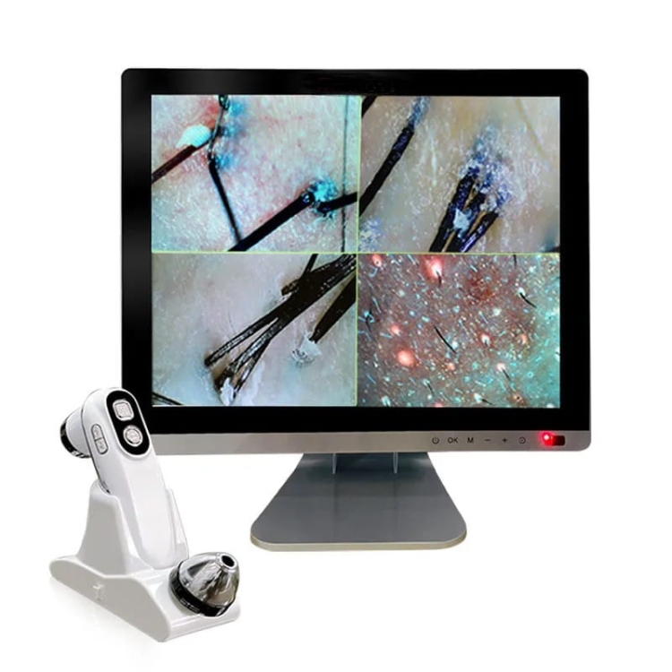 Kamera trychologiczna ze światłem spolaryzowanym i UV